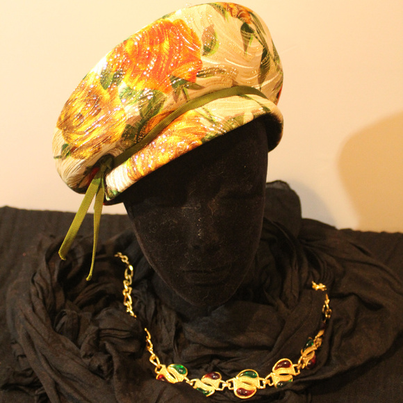 1960s Floral Beret Hat by Janyth Roy